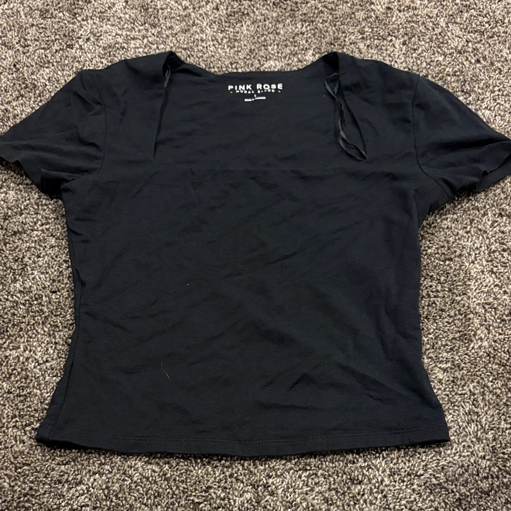 Pink Rose Classic Black Short Sleeve Tee